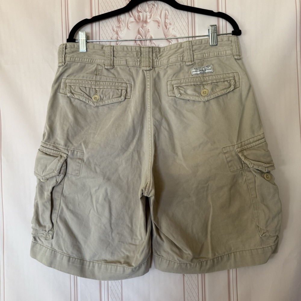 Polo Ralph Lauren Mens Size 34 Khaki Beige Classic Chino Cargo Shorts Utility - Picture 4 of 11